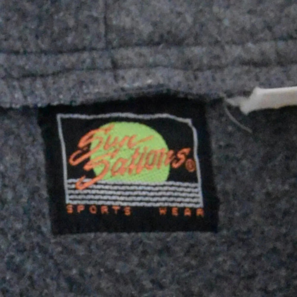 VTG Sun Stations Sportswear Grey Purple Fleece Quarter Zip Pullover Sweater XL - Picture 5 of 11